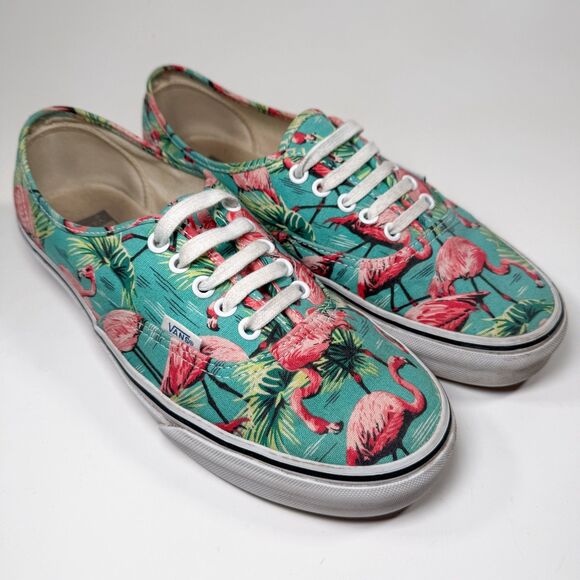 Vans Authentic Low Top Sneakers - Flamingo Tropical Print Canvas - Men’s 9.5 - Picture 1 of 16